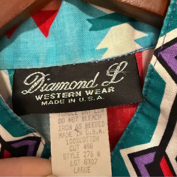 VTG Women's Diamond L Western Wear Button Down Shirt USA Size Large - Picture 5 of 7